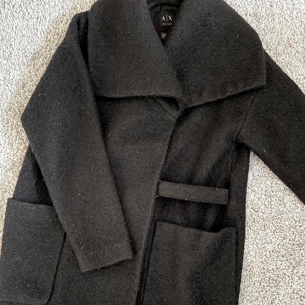 Wool-blend Oversize Black Coat